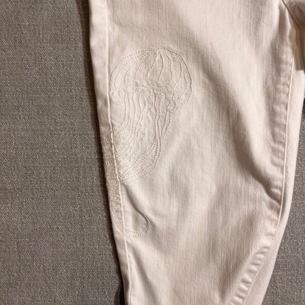 Lilly Pulitzer South Ocean Skinny Jeans White Jellyfish Embroidery Size 4 - Picture 2 of 9